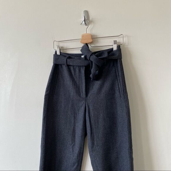 Aritzia-Wilfred Dark Grey Wool Blend Tie Front Ankle Pants (Size:4) - Picture 7 of 13
